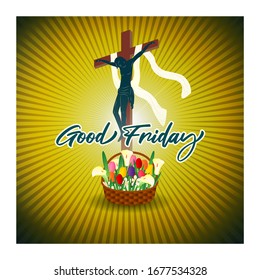 vector illustration for Good Friday with beautiful flower.