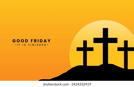 Vector illustration of Good Friday for Christians with copy space area. By combining elements of the cross and the twilight view of Golgotha ​​Hill, it is very suitable for religious purposes.