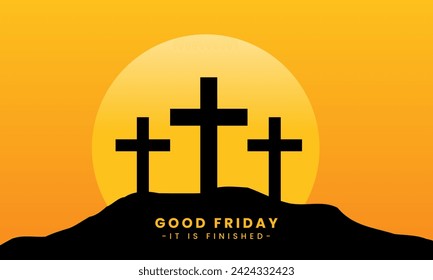 Vector illustration of Good Friday for Christians with copy space area. By combining elements of the cross and the twilight view of Golgotha ​​Hill, it is very suitable for religious purposes.