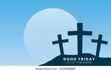 Vector illustration of Good Friday for Christians with copy space area. By combining elements of the cross and the twilight view of Golgotha ​​Hill, it is very suitable for religious purposes.