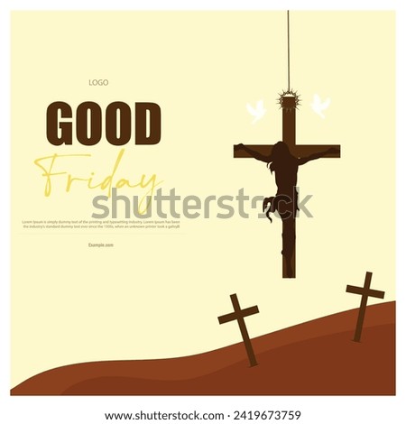 Vector illustration Good Friday with Jesus and cross editable post banner template 