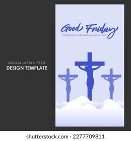 Vector illustration of Good Friday social media story feed mockup template