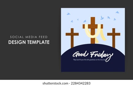 Vector illustration of Good Friday social media story feed set mockup template