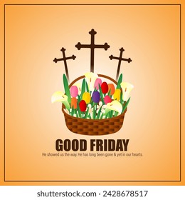 Vector illustration of Good Friday social media feed template