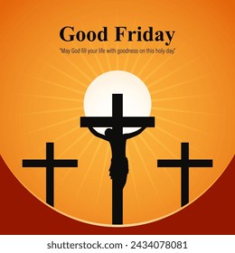 Vector illustration of Good Friday social media feed template