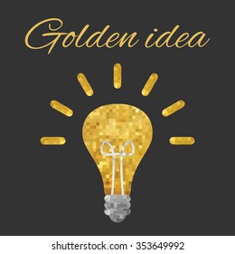 Vector illustration for good idea with golden bulb 