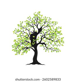 Vector illustration of a good looking green banyan tree.