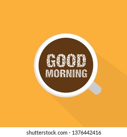 Vector illustration of Good morning with coffee