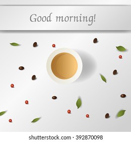 Vector illustration of Good morning with coffee