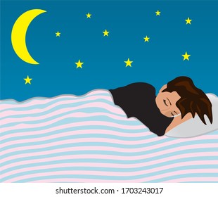 Vector illustration, good night sleep. Gender neutral.