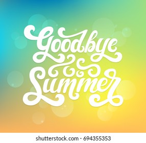 Vector illustration of Goodbye Summer text. Goodbye summer lettering vector. Calligraphy text isolated on gradient background. Typography for photo overlay/ t-shirt print/poster design/greeting card