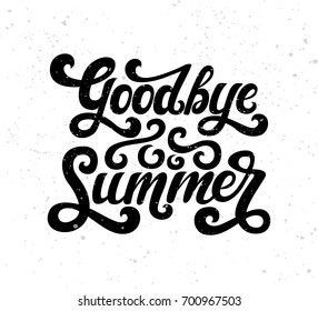 Vector illustration of Goodbye Summer text. Goodbye summer lettering vector. Calligraphy text isolated on texture background. Typography for photo overlay/ t-shirt print/poster design/greeting card