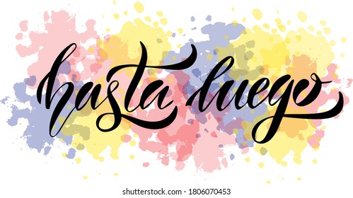 Vector illustration of Goodbye text in Spanish for logotype, t-shirt, banner, magazine, poster, decoration, postcard. Goodbye calligraphy background. Goodbye lettering. EPS 10. 