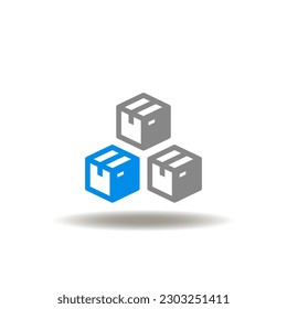 Vector illustration of goods box, package. Icon of import, export, warehouse, trade, traffic, cargo, freight. Symbol of customs.