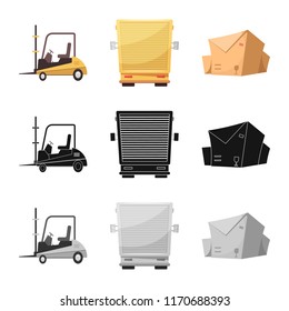 Vector illustration of goods and cargo icon. Set of goods and warehouse stock symbol for web.