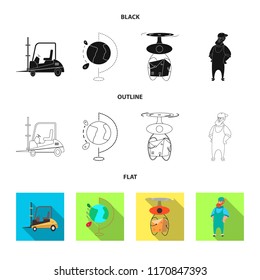 Vector illustration of goods and cargo icon. Set of goods and warehouse stock vector illustration.