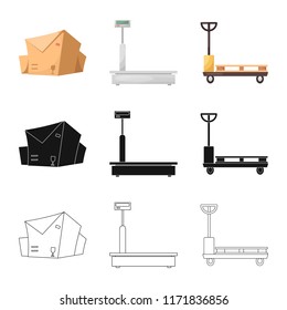 Vector illustration of goods and cargo icon. Collection of goods and warehouse vector icon for stock.