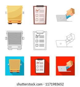 Vector illustration of goods and cargo icon. Collection of goods and warehouse vector icon for stock.