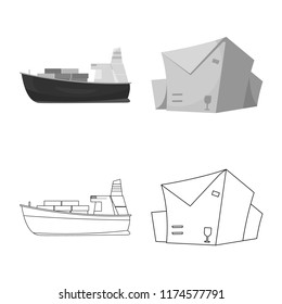 Vector illustration of goods and cargo icon. Collection of goods and warehouse stock vector illustration.