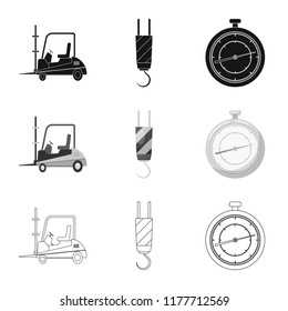 Vector illustration of goods and cargo icon. Collection of goods and warehouse stock vector illustration.
