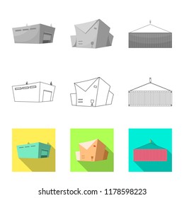Vector illustration of goods and cargo icon. Set of goods and warehouse stock vector illustration.