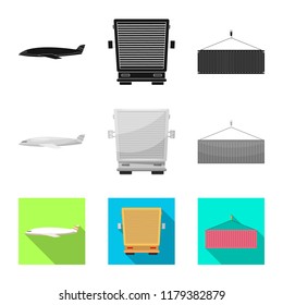 Vector illustration of goods and cargo icon. Set of goods and warehouse vector icon for stock.