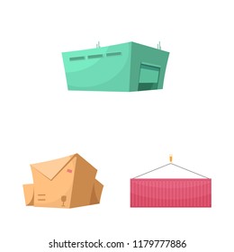 Vector illustration of goods and cargo icon. Set of goods and warehouse stock vector illustration.