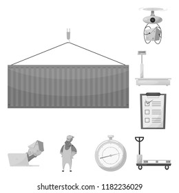 Vector illustration of goods and cargo icon. Set of goods and warehouse vector icon for stock.