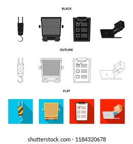 Vector illustration of goods and cargo icon. Collection of goods and warehouse vector icon for stock.