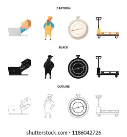 Vector illustration of goods and cargo icon. Collection of goods and warehouse vector icon for stock.