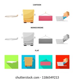 Vector illustration of goods and cargo icon. Set of goods and warehouse vector icon for stock.