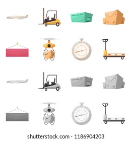Vector illustration of goods and cargo icon. Set of goods and warehouse vector icon for stock.
