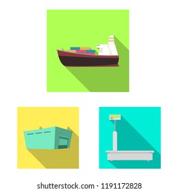 Vector illustration of goods and cargo icon. Set of goods and warehouse stock vector illustration.