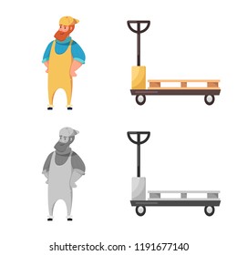 Vector illustration of goods and cargo icon. Set of goods and warehouse stock vector illustration.