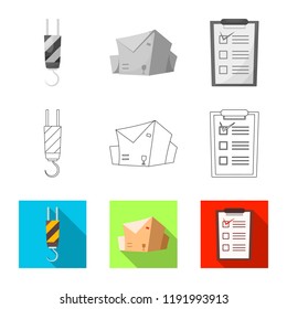 Vector illustration of goods and cargo icon. Set of goods and warehouse stock vector illustration.