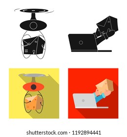 Vector illustration of goods and cargo icon. Set of goods and warehouse vector icon for stock.