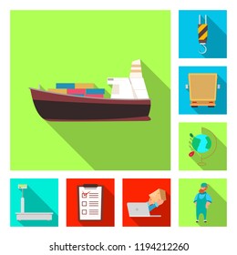 Vector illustration of goods and cargo icon. Set of goods and warehouse vector icon for stock.
