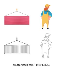 Vector illustration of goods and cargo icon. Set of goods and warehouse vector icon for stock.