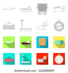 Vector illustration of goods and cargo icon. Set of goods and warehouse vector icon for stock.