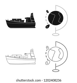 Vector illustration of goods and cargo icon. Set of goods and warehouse stock vector illustration.