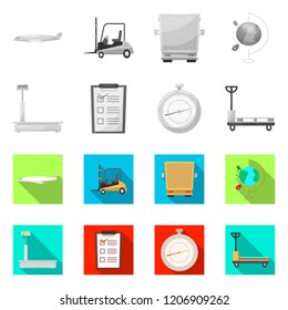 Vector illustration of goods and cargo icon. Collection of goods and warehouse stock vector illustration.