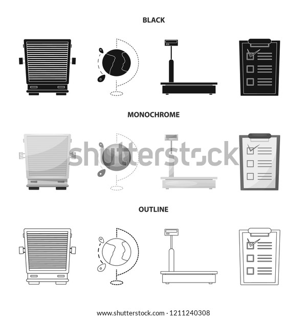 Vector illustration of goods and\
cargo icon. Set of goods and warehouse stock symbol for\
web.