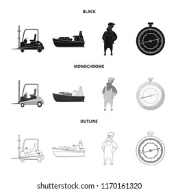 Vector illustration of goods and cargo logo. Set of goods and warehouse stock vector illustration.