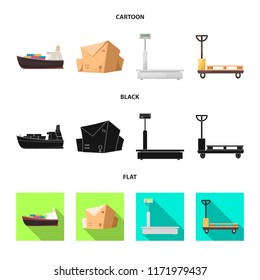 Vector illustration of goods and cargo logo. Set of goods and warehouse stock symbol for web.
