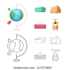 Vector illustration of goods and cargo logo. Set of goods and warehouse vector icon for stock.