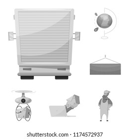 Vector illustration of goods and cargo logo. Set of goods and warehouse vector icon for stock.