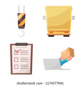 Vector illustration of goods and cargo logo. Set of goods and warehouse stock vector illustration.