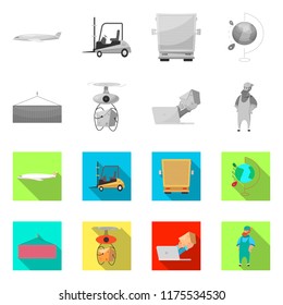 Vector illustration of goods and cargo logo. Set of goods and warehouse stock vector illustration.