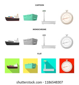 Vector illustration of goods and cargo logo. Set of goods and warehouse stock symbol for web.