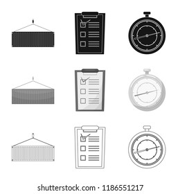 Vector illustration of goods and cargo logo. Set of goods and warehouse stock vector illustration.